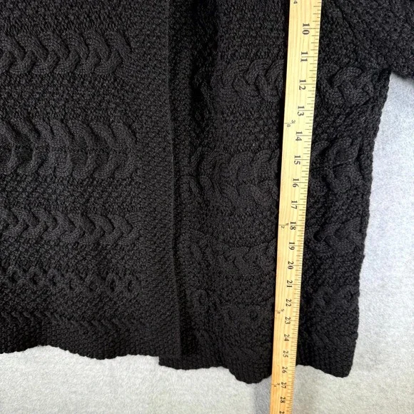 Vintage Inis Crafts Chunky Cardigan Sweater Women's Large Black Cable Knit Wool - Picture 6 of 8